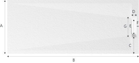 Shower tray size diagram